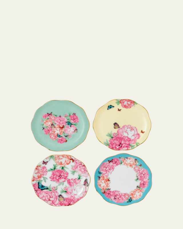 Mixed Pattern Tidbit Plates, Set of 4